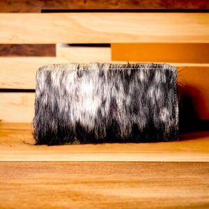 Calf hair and leather wallet